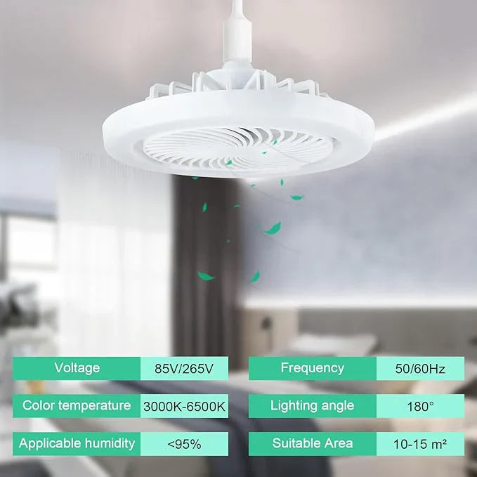 Remote, LED Dimmable Mini Ceiling Fans with E27 LED Lamp, 3 Wind speeds 3 Color Dimming and Timing for Living Room, Bedroom