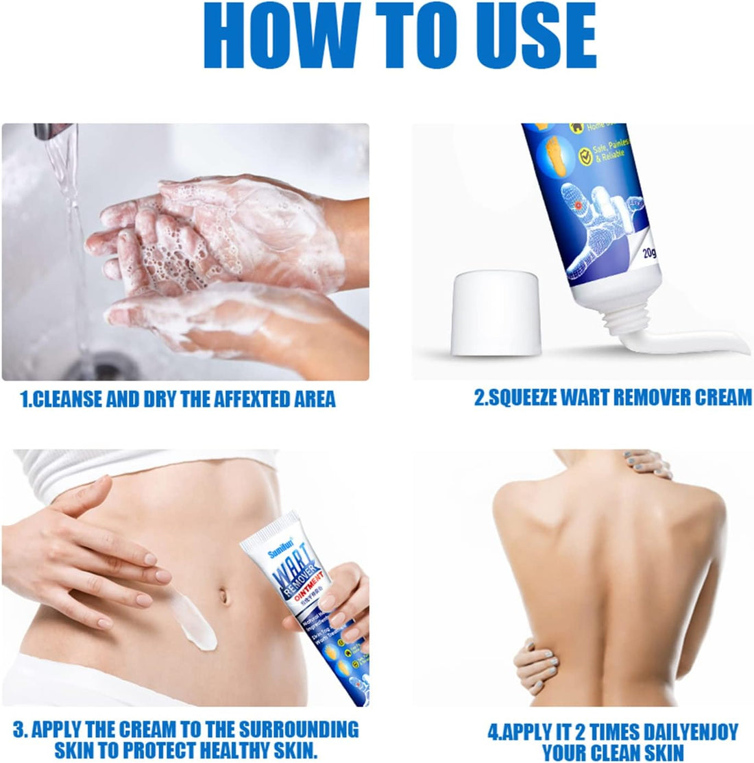 Wart Remover Ointment Herbal Ingredients Natural Safe Body Warts Treatment for Acne Moles Scar