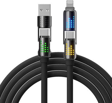 240W 4-in-1 Multi Fast USB Charging Cable with Breathing Light, USB A Type C Cable for Phone & More