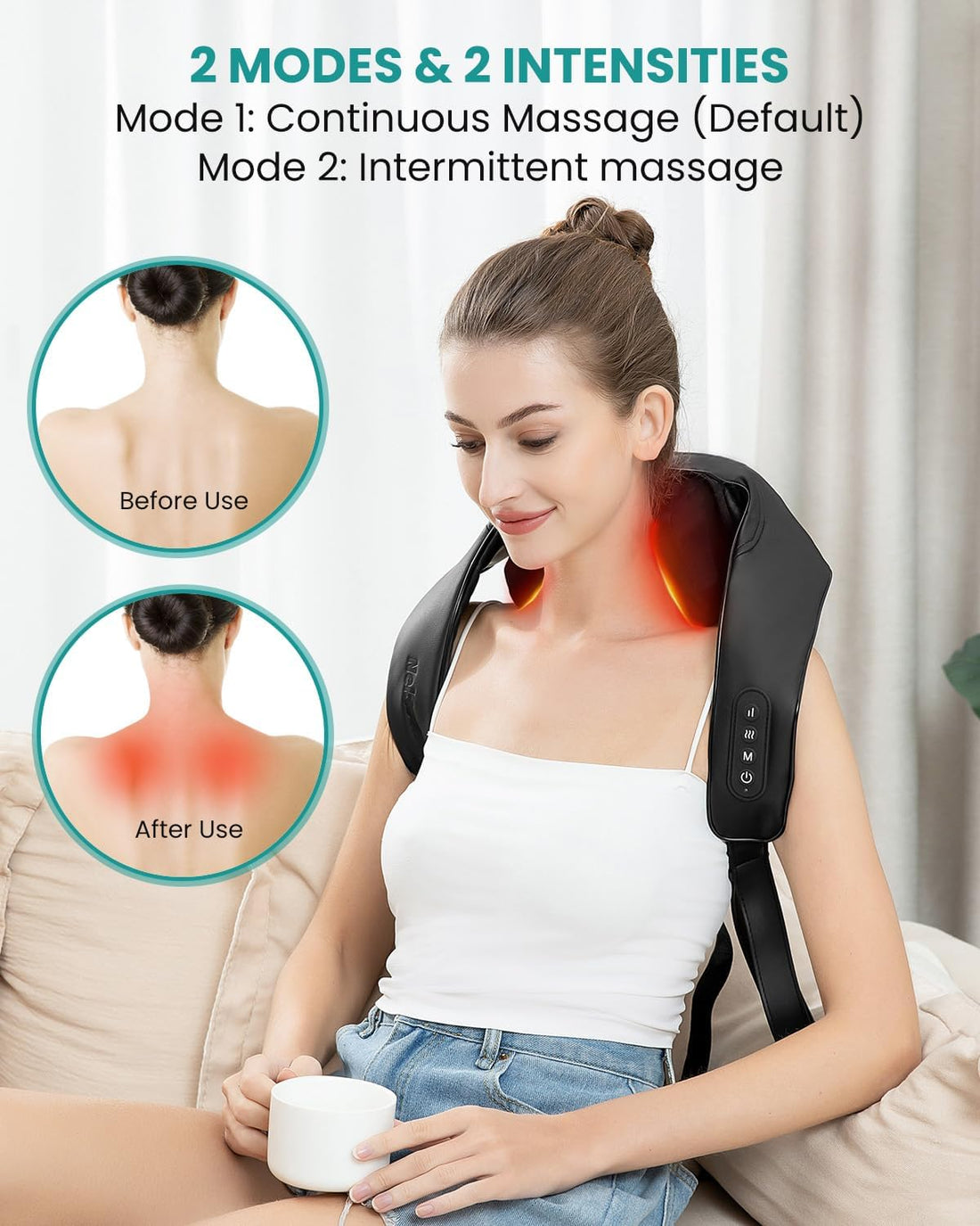 Nekteck Cordless Neck Massager with Soothing Heat, Deep Tissue 4D Expert Kneading Massager, Shiatsu Neck and Shoulder Massage Pillow for Neck, Traps, Back and Leg, Gifts for Men Women Mom Dad