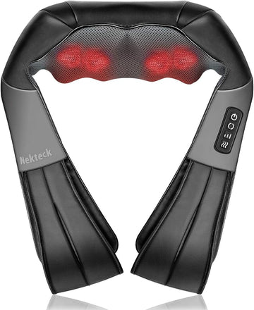 Neck and Back Massager with Soothing Heat, Electric Deep Tissue 3D Kneading Massage Pillow for Shoulder, Leg, Body Muscle Pain Relief, Home, Office, and Car Use