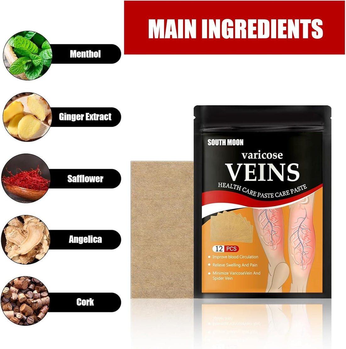 Varicose Vein Patch (24PCS),Varicose Veins Treatment for Legs,Natural Relief Treatment for Legs,Effective Spider Varicose Vein Patch,Enhances Capillary Health and Improves Blood Circulation