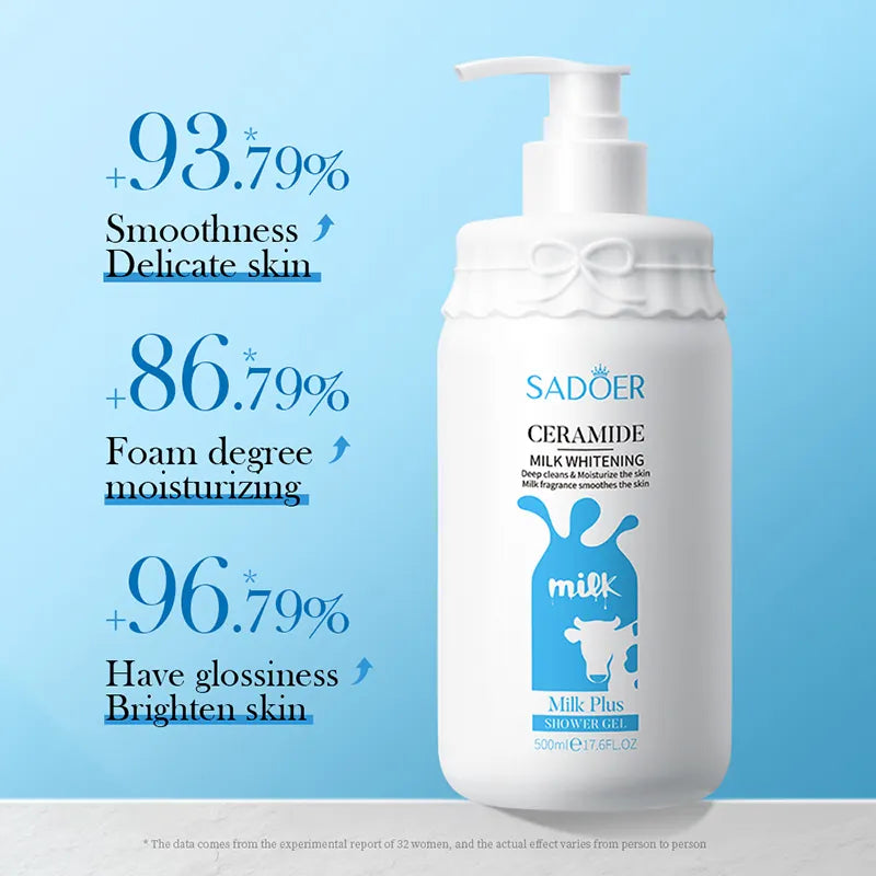 SADOER  Organic Goat Milk Shower Gel Body Cleansing Moisturizing Smooth Brightening Herbal Perfumed Bath Lotion
