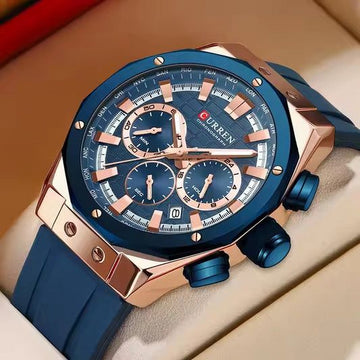 CURREN 8464 Model Original Brand Rubber Straps Wrist Watch For Men