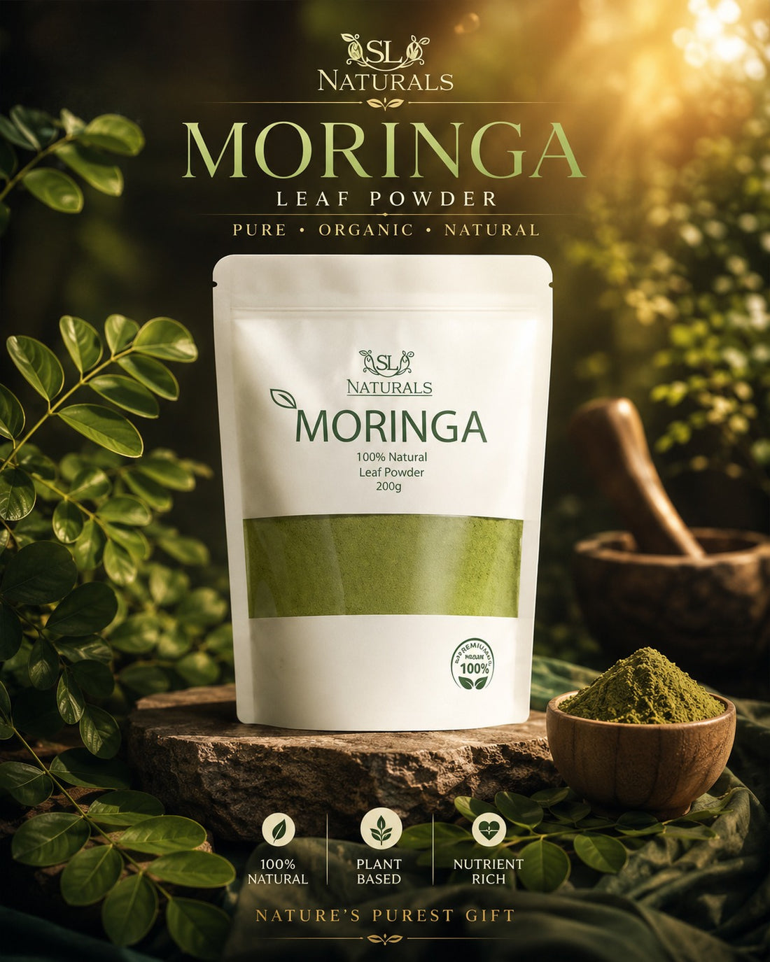 Naturals Moringa Leaf Powder – 100% Natural Organic Plant-Based Superfood,